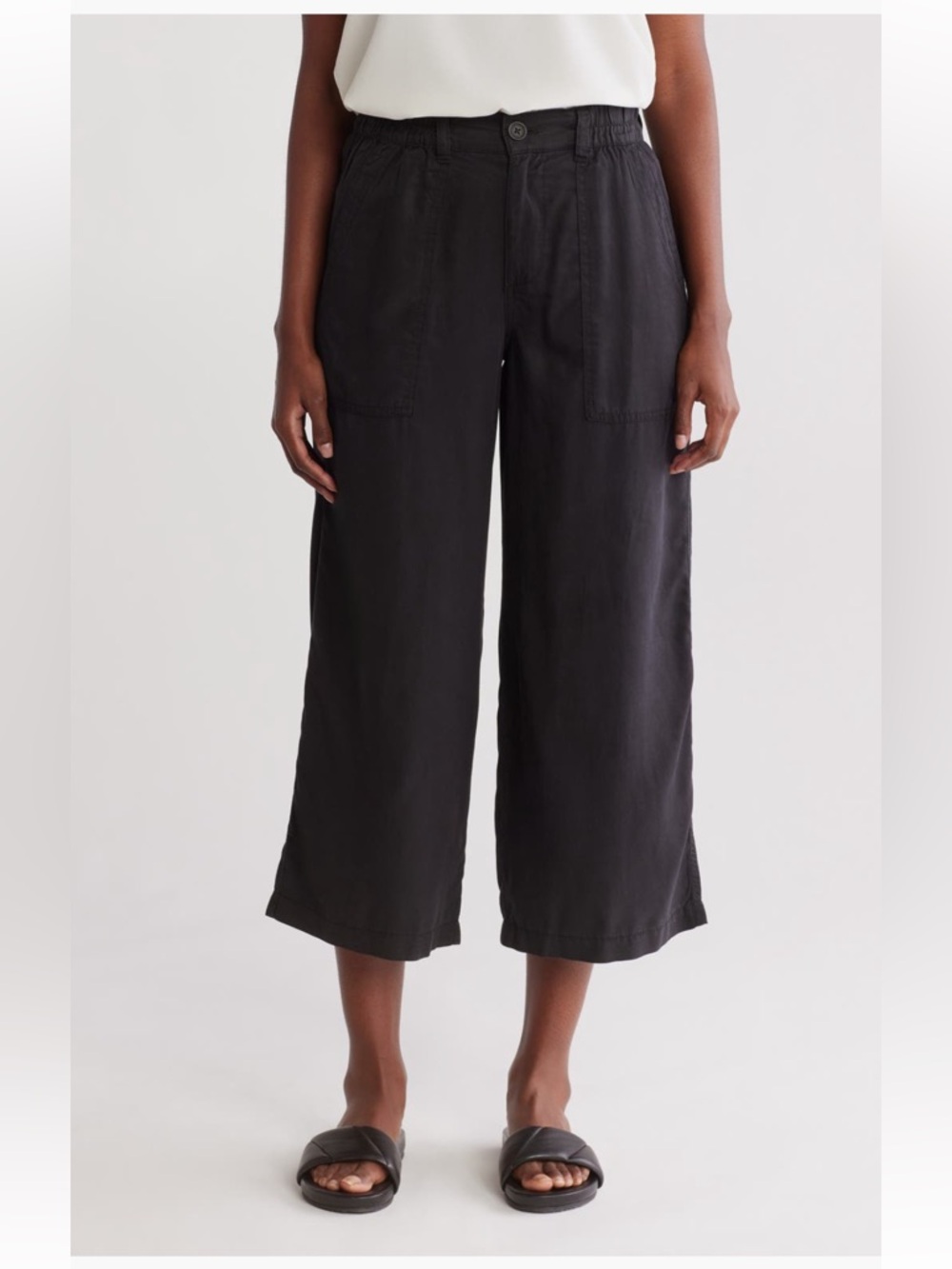 🎩 SANCTUARY NWT Wanderer Wide-Leg Cropped/Utility Pants - Black, 100% Lyocell
